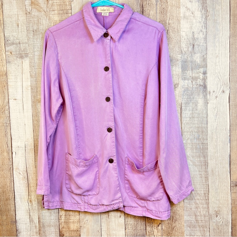 Vintage Linden Hill Large Button Front Shacket with 3/4 Sleeves & Front …
